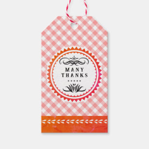 Orange Gingham Gift Tag