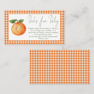 Orange Gingham Little Cutie Books for Baby Shower Enclosure Card