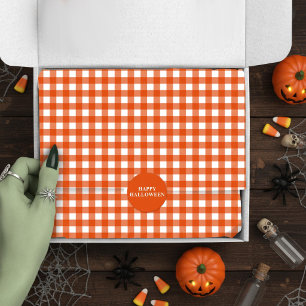 Orange Gingham Plaid Check Tissue Paper