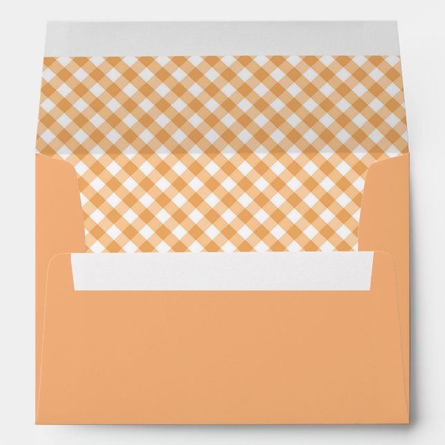 Orange Gingham Plaid Lined Envelope (Back (Bottom))