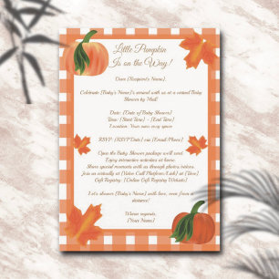 Orange Gingham Pumpkin Baby Shower by Mail Invitation