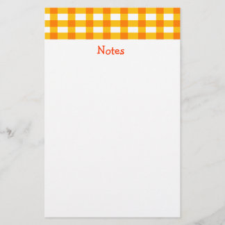 Orange Gingham Stationery