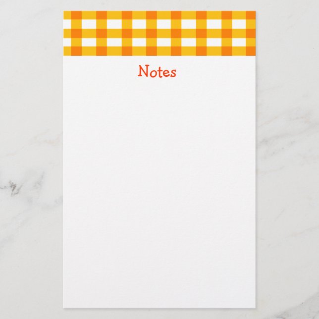 Orange Gingham Stationery (Front)