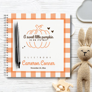 Orange Gingham Sweet Little Pumpkin Baby Shower Notebook