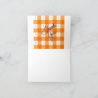 Orange gingham thank you card