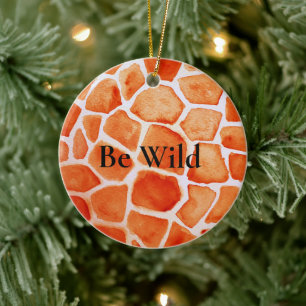 Orange Giraffe Animal Print Ceramic Tree Decoration