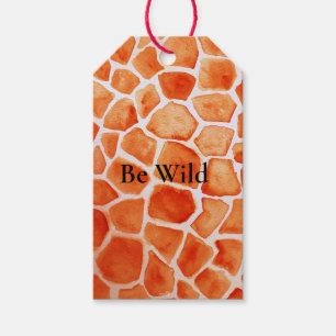 Orange Giraffe Animal Print Gift Tags