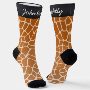 Orange Giraffe Spots Fun Animal Print Personalised Socks