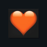 Orange Glass Heart Customisable Canvas Print<br><div class="desc">A large glossy glass heart appears on this wrapped canvas for your delight! This glass heart design is available in ten colours and on any background colour your heart desires!  
Make a statement with this canvas hanging on your wall! 
Resize the canvas to any size you like!</div>