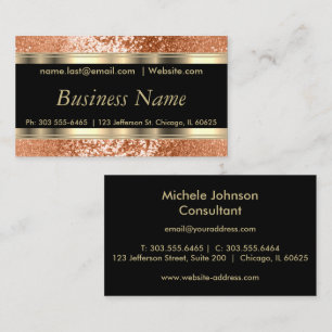 Orange Glitter and Elegant Gold   Business Card