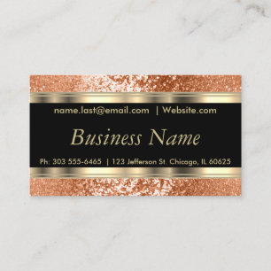 Orange Glitter and Elegant Gold Business Card