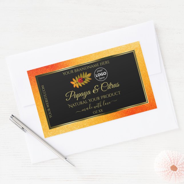 Orange Glitter Black Product Labels Ladybug Logo (Envelope)