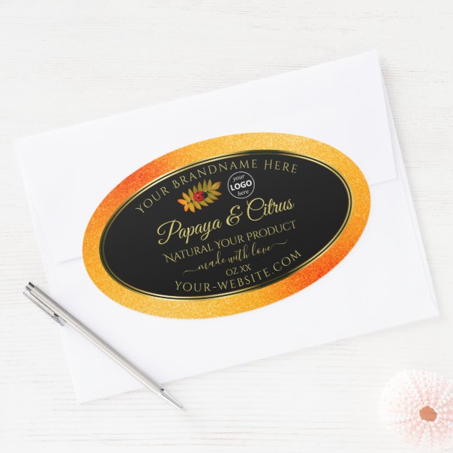 Orange Glitter Black Product Labels Ladybug Logo (Envelope)