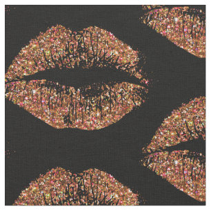 Orange Glitter Lips Fabric