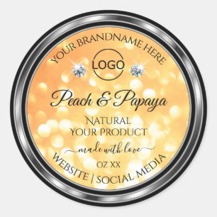 Orange Glitter Product Label Sparkle Diamonds Logo