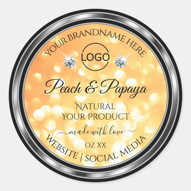 Orange Glitter Product Label Sparkle Diamonds Logo (Front)