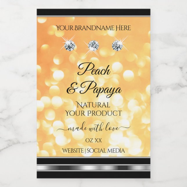 Orange Glitter Product Labels Sparkling Diamonds (Single Label)