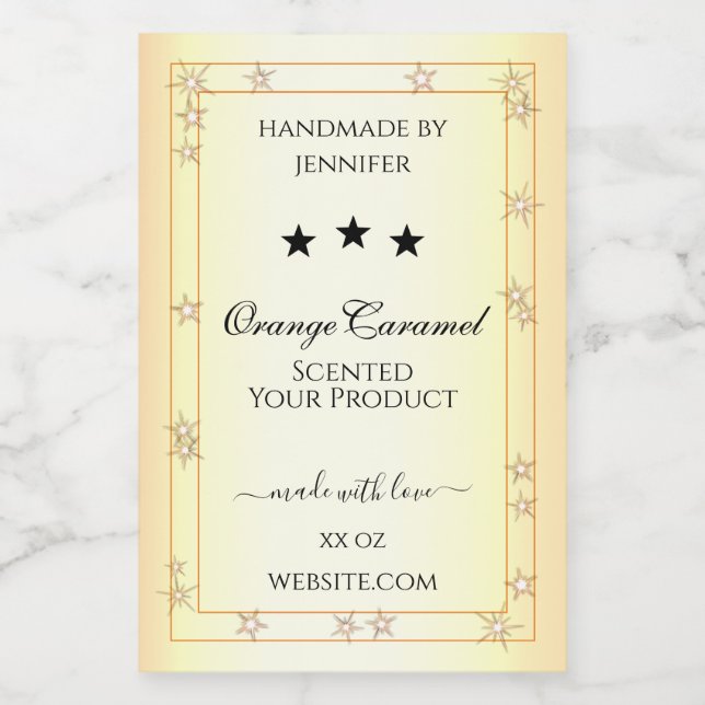 Orange Glitter Sparkle Product Labels Gold Effect (Single Label)