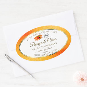 Orange Glitter White Product Labels Ladybug Logo