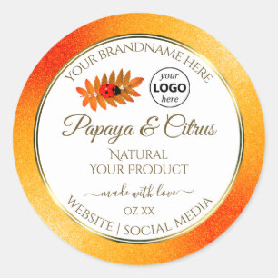 Orange Glitter White Product Labels Ladybug Logo