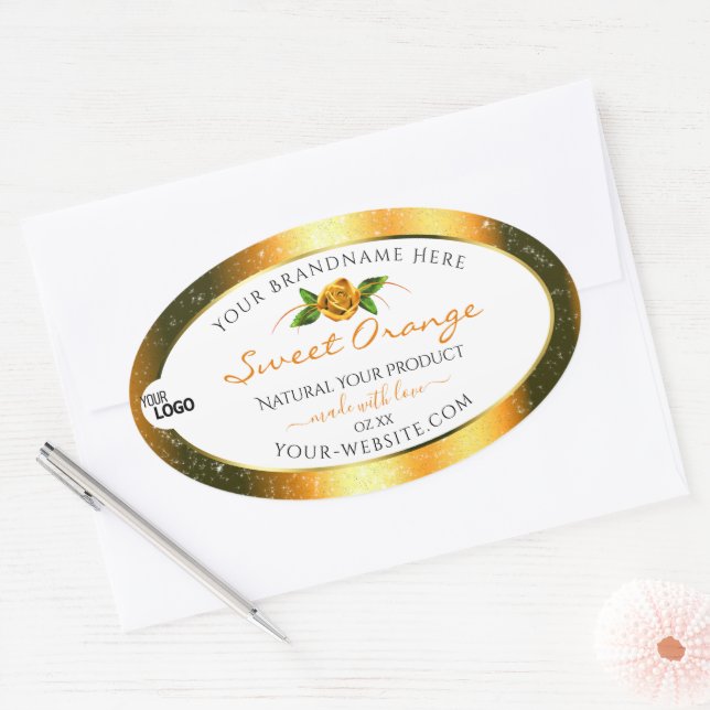 Orange Glitter White Product Labels Rose Add Logo (Envelope)