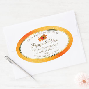Orange Glitter White Product Labels with Ladybug