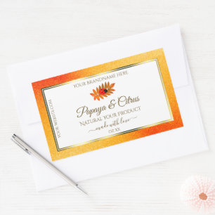 Orange Glitter White Product Labels with Ladybug