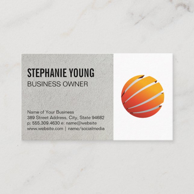 Orange Globe Corporate Logo Business Card (Front)