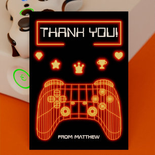 Orange Glow Gaming Controller Thank You Card