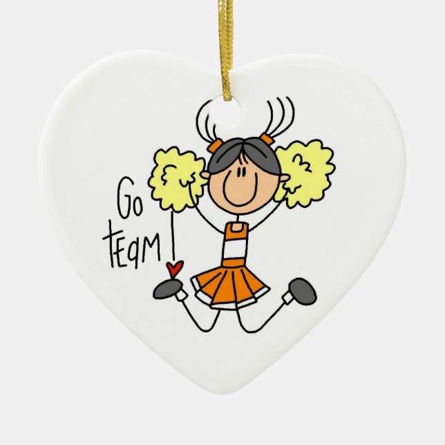 Orange Go Team Cheerleader Ceramic Tree Decoration (Front)