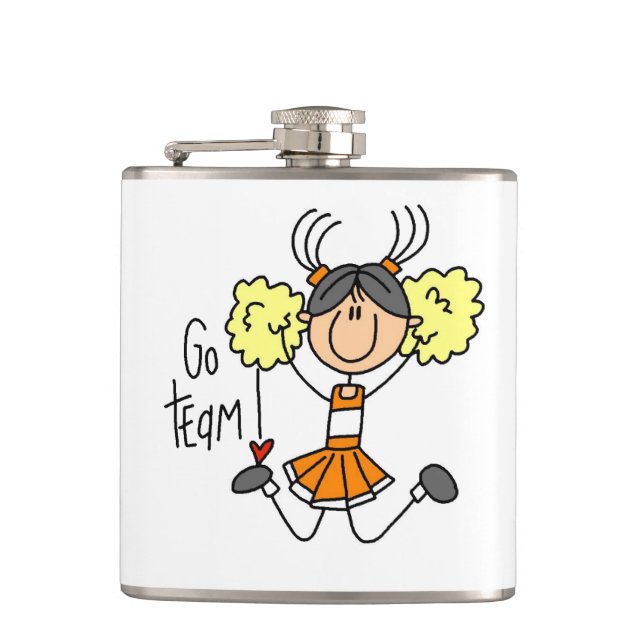 Orange Go Team Cheerleader Flask (Front)