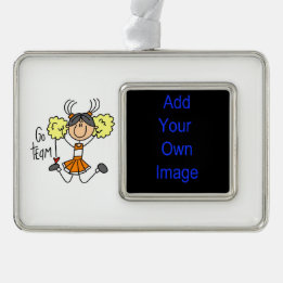Orange Go Team Cheerleader Framed Ornament