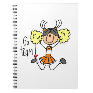 Orange Go Team Cheerleader Spiral Notebook