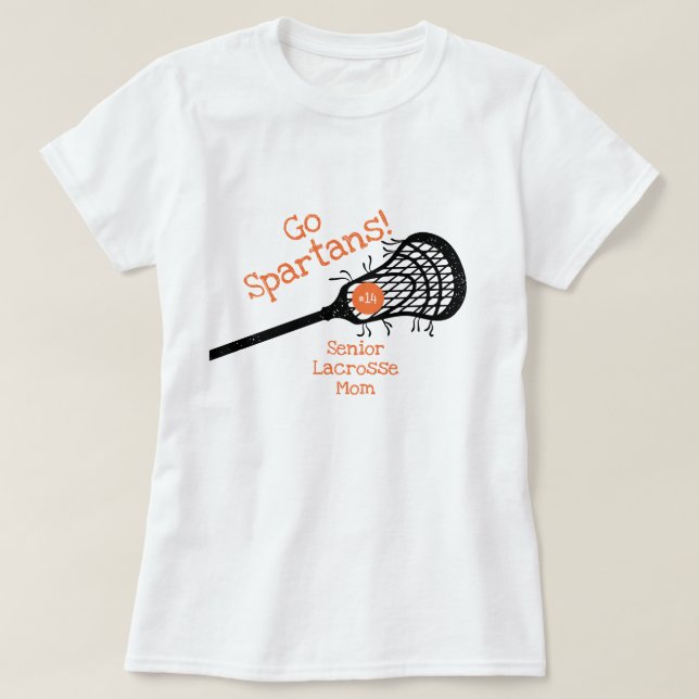 Orange Go Team Lacrosse Mum T-Shirt (Design Front)
