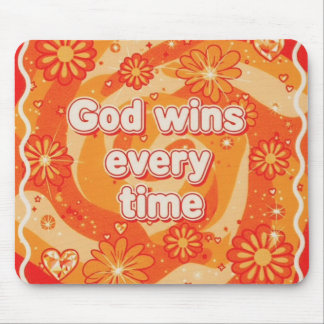 orange God wins everytime christian faith Mouse Pad