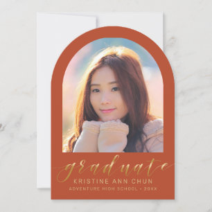 Orange Gold Arch Photo Graduation Announcement