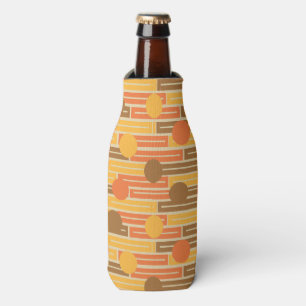 Orange, Gold, Brown Rectangles and Circles Bottle Cooler