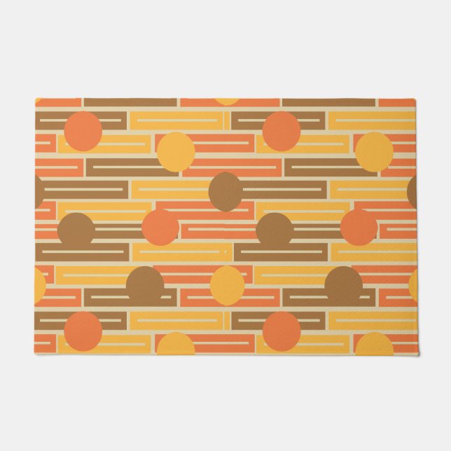 Orange, Gold, Brown Rectangles and Circles Doormat (Front)