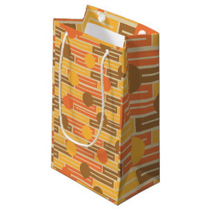 Orange, Gold, Brown Rectangles and Circles Small Gift Bag