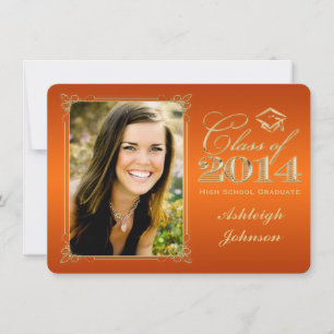 Orange, Gold Class of 2014 Photo Grad Invite 2