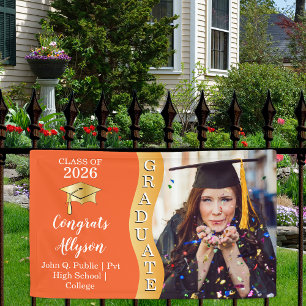 Orange   Gold Congrats Graduate Wave Photo Banner