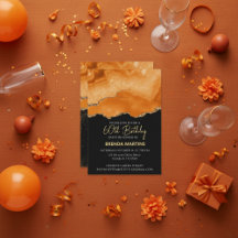 Orange Gold Glitter  Watercolor