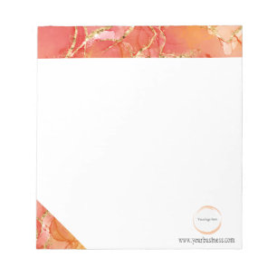 Orange Gold Marble Business Branding Notepad