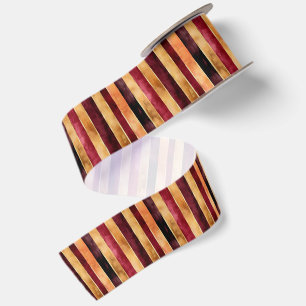 Orange Gold Red Burgndy Stripes Wedding Satin Ribbon