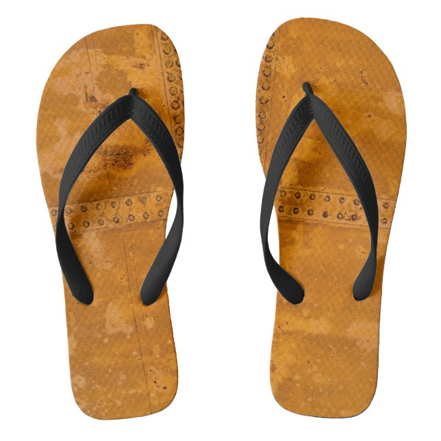 orange gold rusty old metal jandals (Footbed)