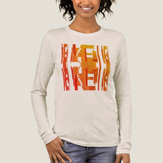 Orange Gold Shades Vertical MCM Patterned Look Tri-Blend Shirt (Front)