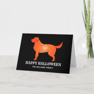 Orange Golden Retriever Happy Halloween Card