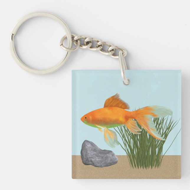 Orange Goldfish Nature Aquarium Key Ring (Front)