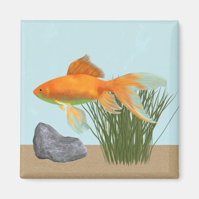 Orange Goldfish Nature Aquarium Magnet (Front)