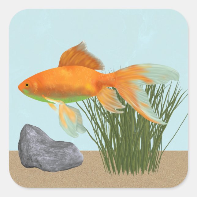 Orange Goldfish Nature Aquarium Sticker Sheet (Front)